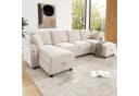 Flieks Ecksofa U-Form Schlafsofa Chenille Beige mit USB-Anschluss Bild 3
