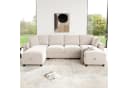 Flieks Ecksofa U-Form Schlafsofa Chenille Beige mit USB-Anschluss Bild 4