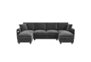 Flieks Ecksofa U-Form Grau mit Schlaffunktion und USB-Anschluss Bild 5