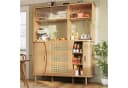 Flieks Küchenbuffet Hochschrank Glas Rattan Holzoptik Bild 3