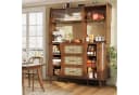Flieks Küchenbuffet Hochschrank Holzoptik mit Glasschiebetüren Bild 1