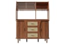 Flieks Küchenbuffet Hochschrank Holzoptik mit Glasschiebetüren Bild 4