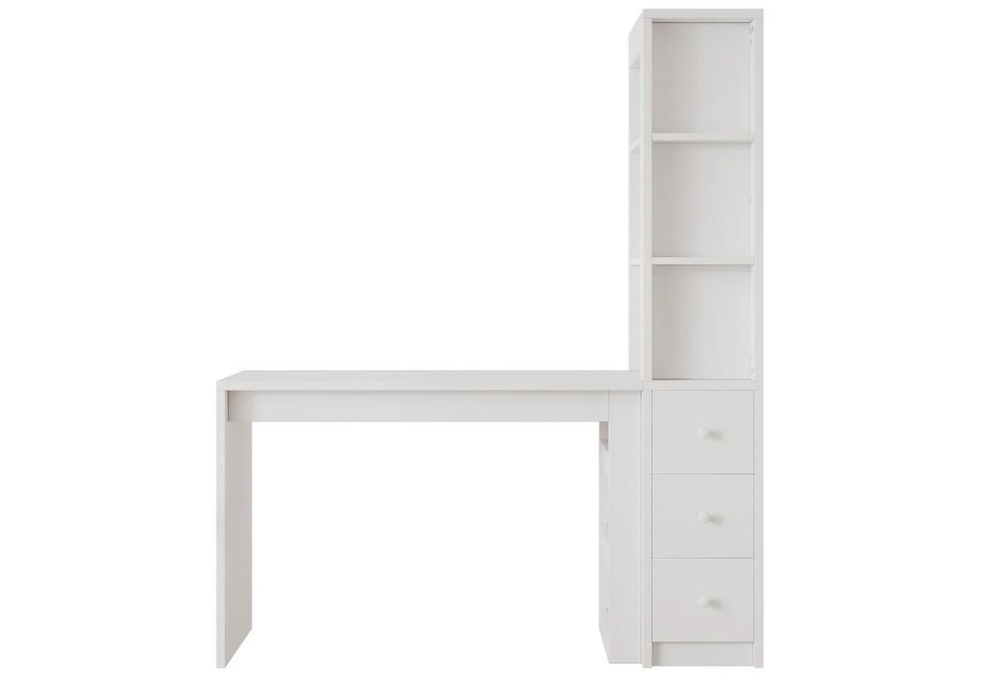 Flieks Eckschreibtisch L-Form Weiß mit Regal und Schubladen - Bild 5