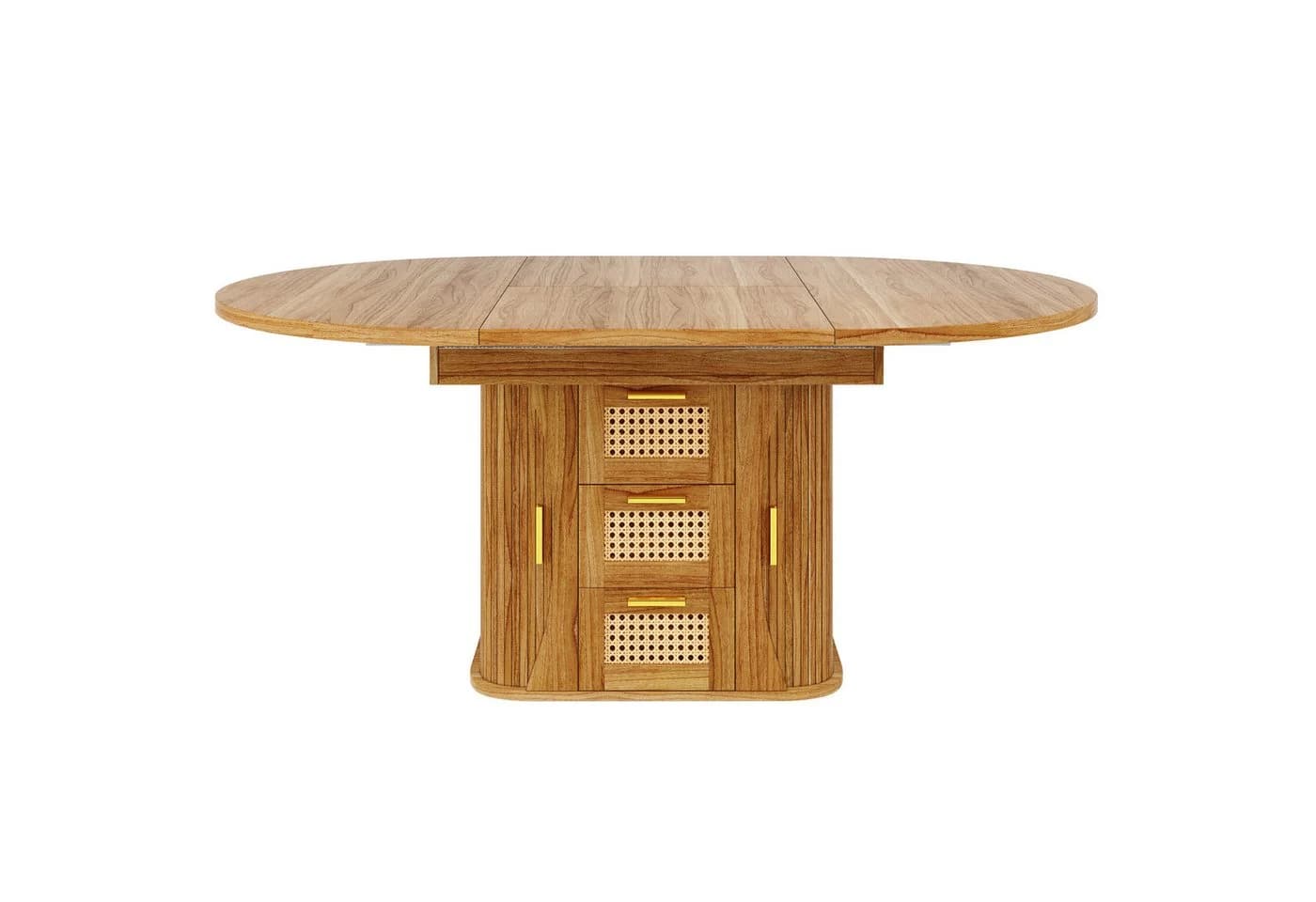 Flieks Esstisch ausziehbar Beige mit Rattan-Schubladen - Bild 5
