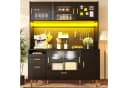 Flieks Küchenbuffet Schwarz mit LED, Lochwand & Glasschiebetüren Bild 1