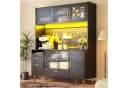 Flieks Küchenbuffet Schwarz mit LED, Lochwand & Glasschiebetüren Bild 3