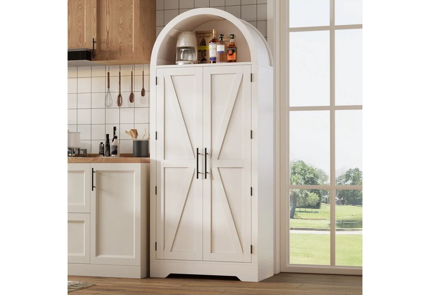 Flieks Hochschrank Landhausstil Weiß mit verstellbaren Böden