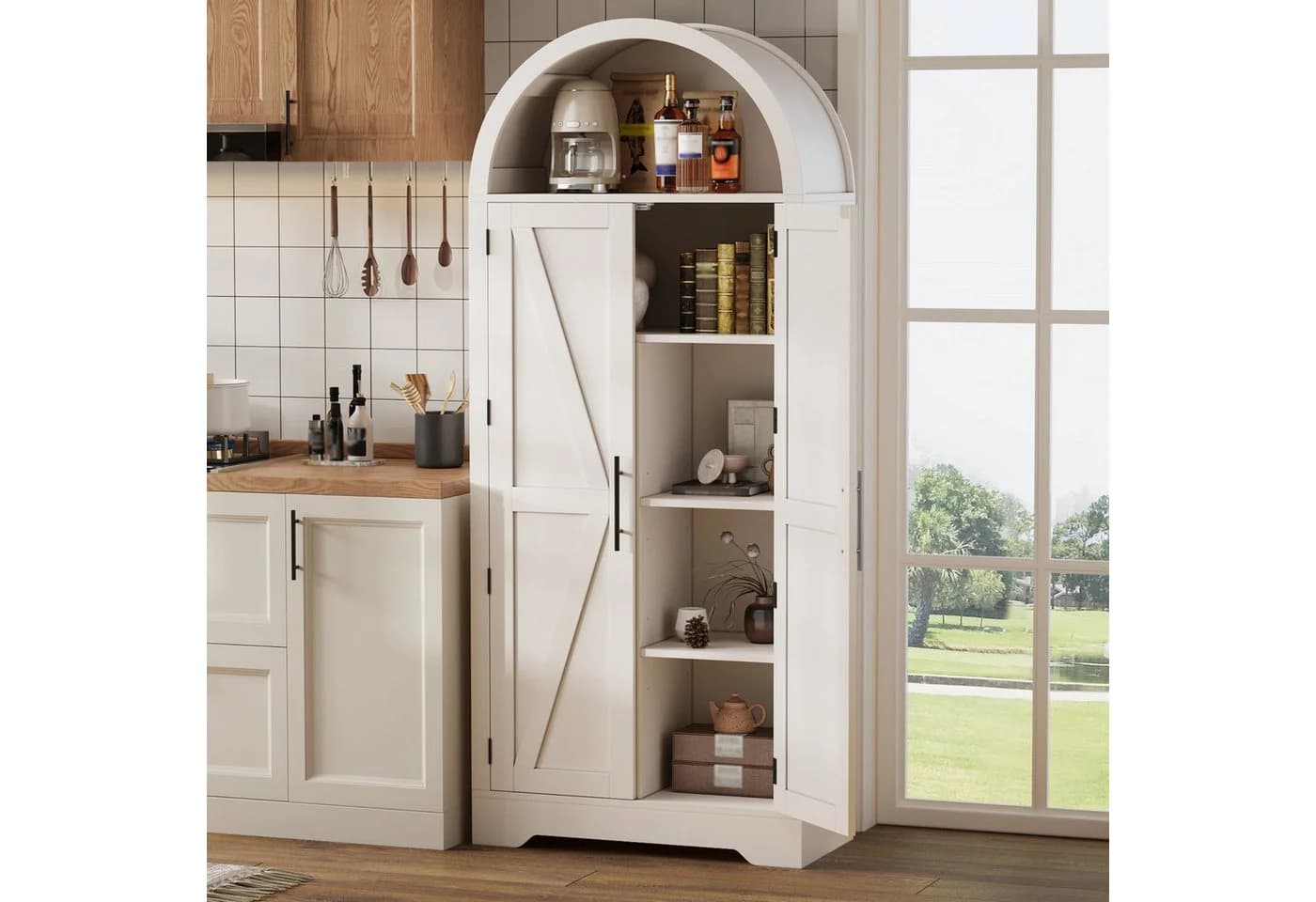 Flieks Hochschrank Landhausstil Weiß mit verstellbaren Böden - Bild 2