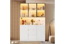 Flieks Küchenbuffet Hochschrank Weiß mit LED-Beleuchtung und Glastüren Bild 3