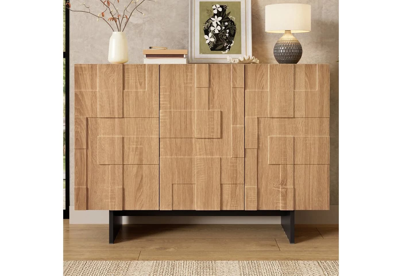 Flieks Sideboard mit geometrischer Strukturfront und verstellbaren Einlegeböden - Bild 3