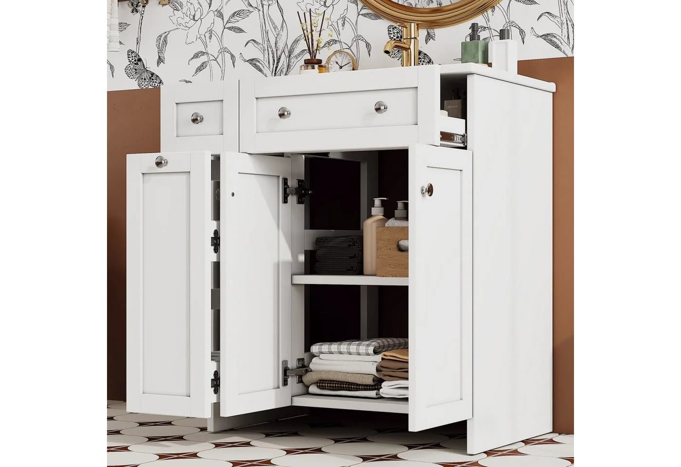 Flieks Waschtischunterschrank mit Waschbecken Weiß Lackiert - Bild 3