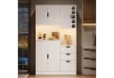 Flieks Küchenbuffet Hochschrank Weiß mit Steckdosen & LED Bild 1
