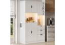 Flieks Küchenbuffet Hochschrank Weiß mit Steckdosen & LED Bild 2