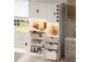 Flieks Küchenbuffet Hochschrank Weiß mit Steckdosen & LED Bild 4