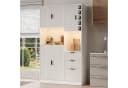 Flieks Küchenbuffet Hochschrank Weiß mit Steckdosen & LED Bild 5