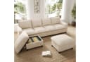 Flieks Ecksofa U-förmig 4-Sitzer Chenille Beige mit 2 Hockern Bild 1
