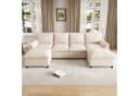 Flieks Ecksofa U-förmig 4-Sitzer Chenille Beige mit 2 Hockern Bild 3