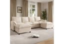 Flieks Ecksofa U-förmig 4-Sitzer Chenille Beige mit 2 Hockern Bild 4