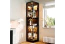 Flieks Eckvitrine Glasvitrine mit LED-Beleuchtung und Glastüren Schwarz Bild 3