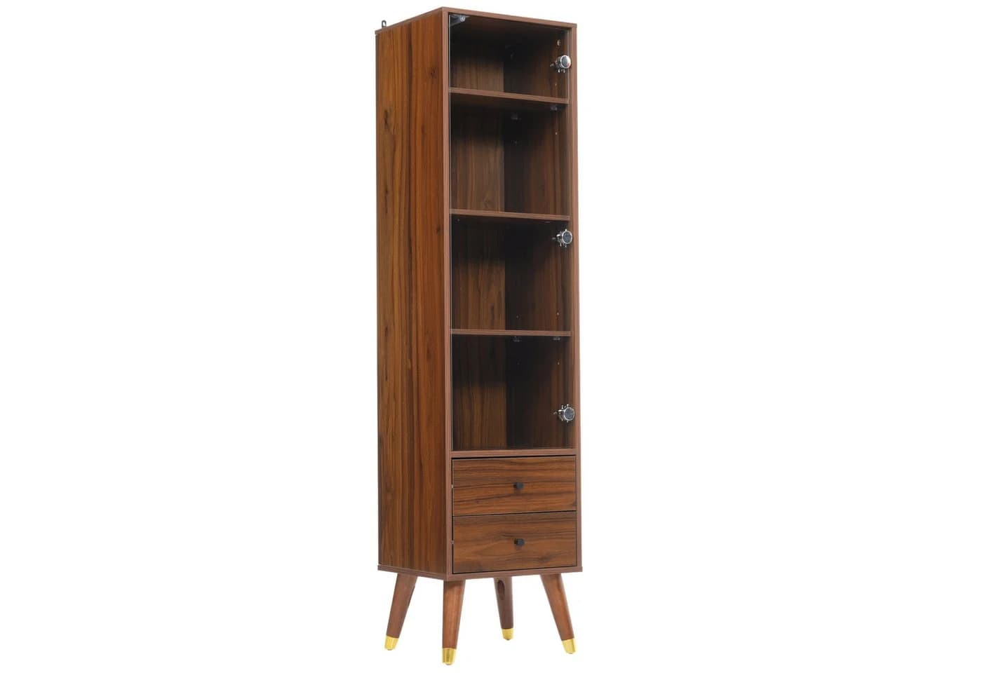 Flieks Glasvitrine Hochschrank Landhausstil Walnuss mit Schubladen - Bild 5