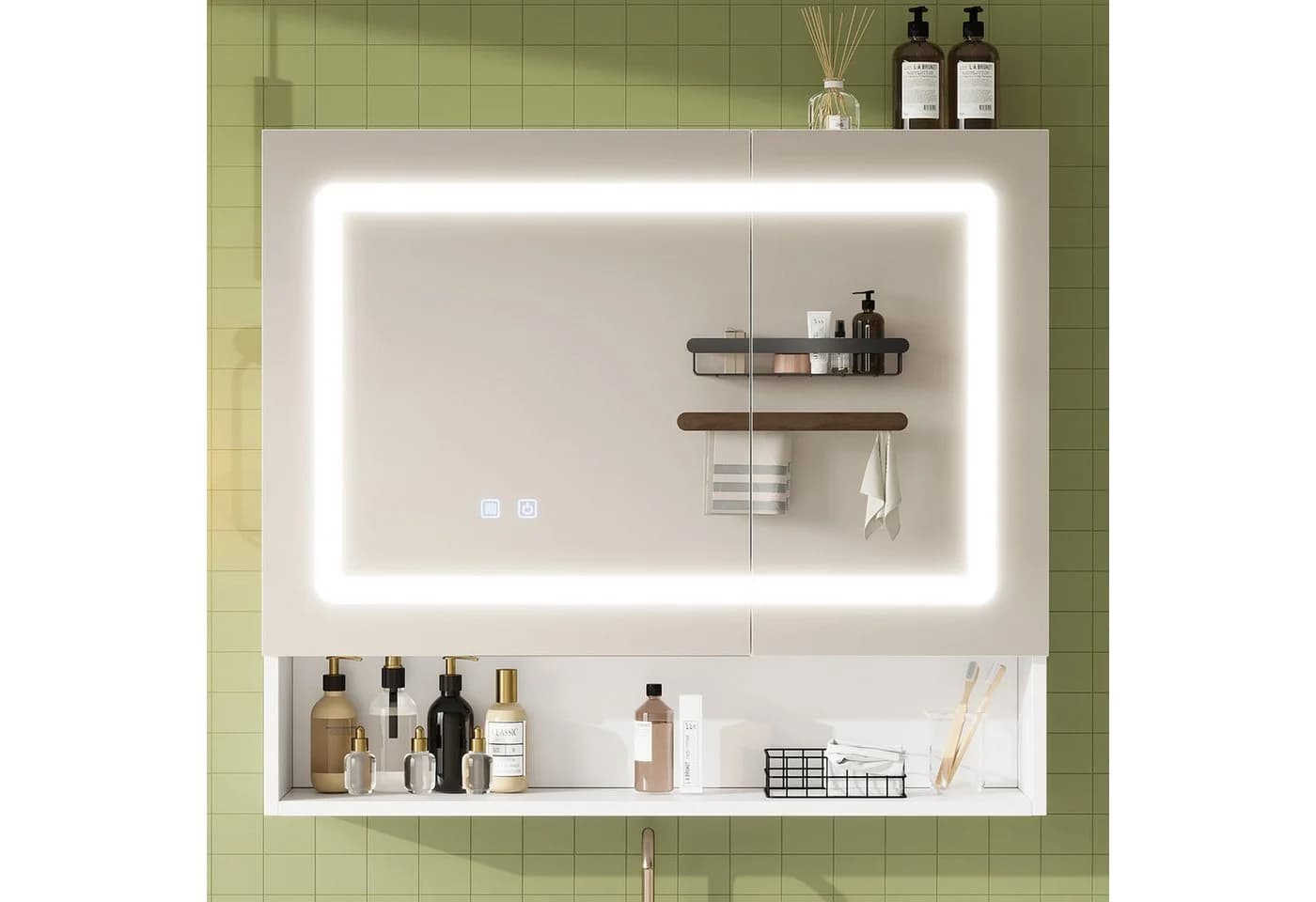 Flieks Badezimmerspiegelschrank Weiß mit LED & Entnebelung - Bild 3