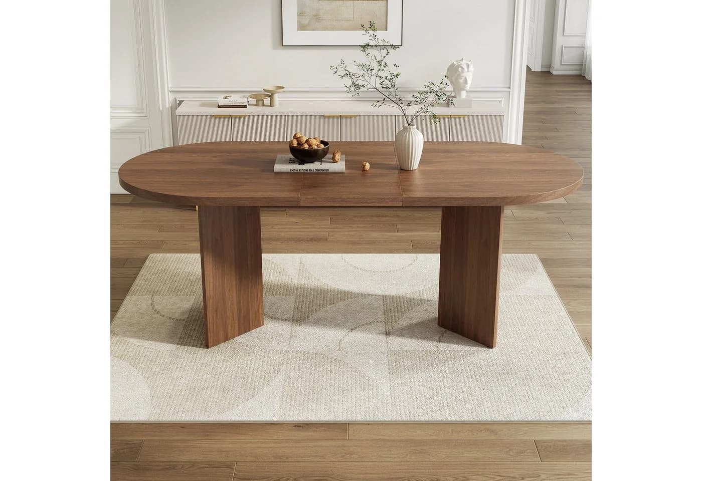 Flieks Esstisch oval Landhausstil Walnussfarbe - Bild 2