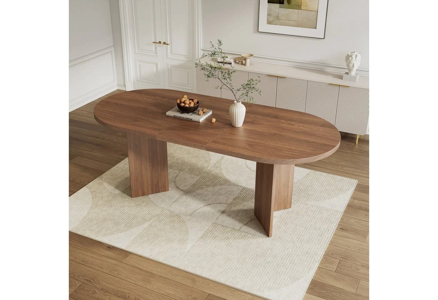 Flieks Esstisch oval Landhausstil Walnussfarbe - Bild 3