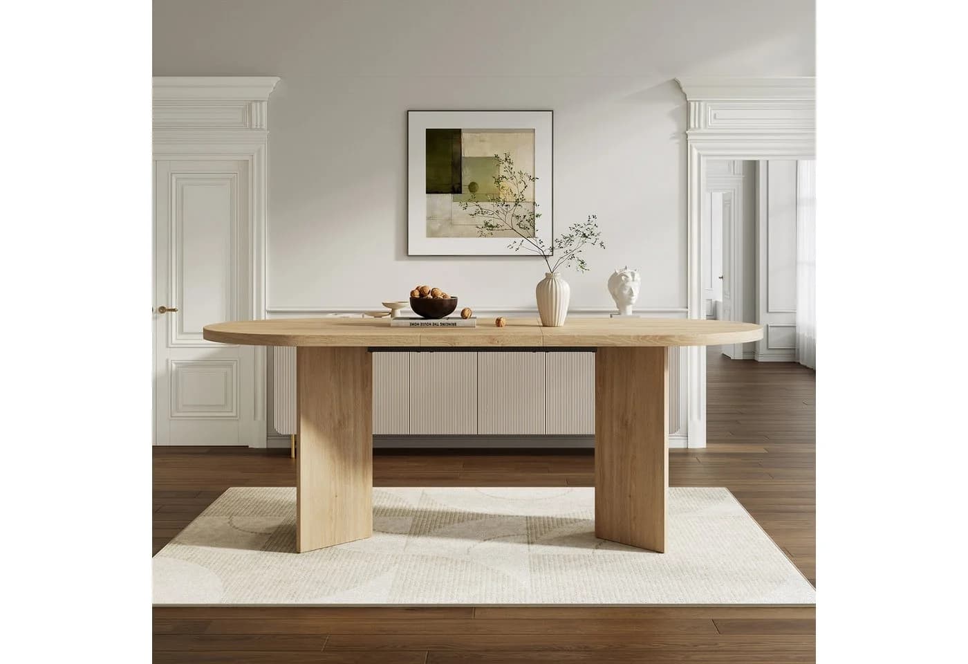 Flieks Esstisch oval Landhausstil Eichenfarbe Holzoptik - Bild 2