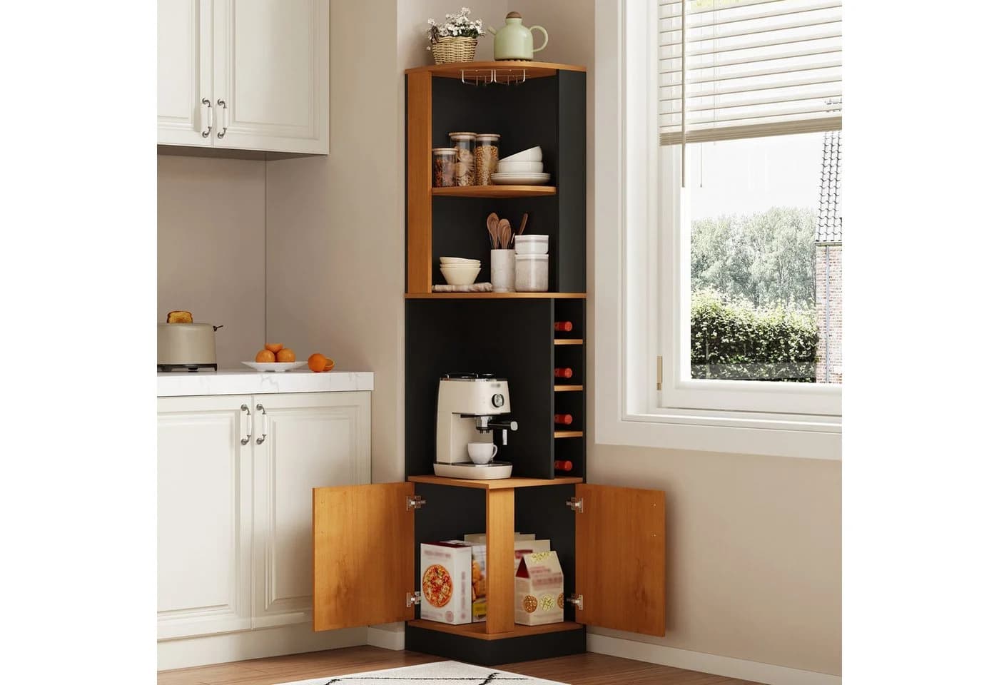 Flieks Eckschrank Hochschrank Schwarz Landhausstil