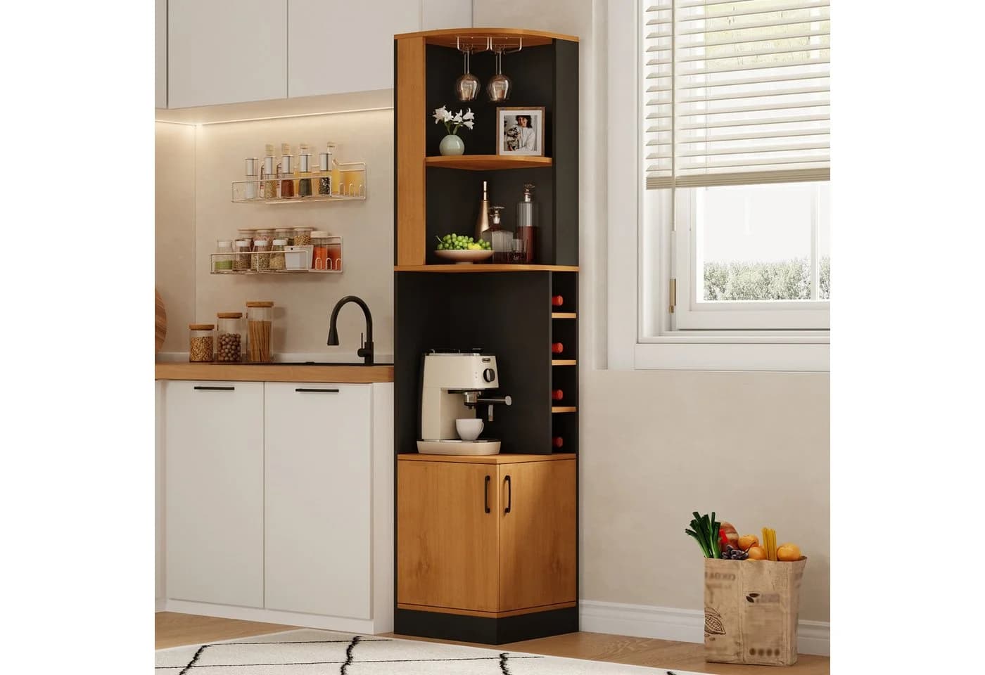 Flieks Eckschrank Hochschrank Schwarz Landhausstil - Bild 3
