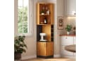 Flieks Eckschrank Hochschrank Landhausstil Natur mit Weinglasregal Bild 2