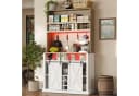 Flieks Küchenbuffet Hochschrank Weiß mit LED, Steckdose & Weinregal Bild 3
