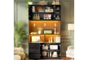 Flieks Küchenbuffet Hochschrank Schwarz mit LED-Beleuchtung und Steckdose Bild 3