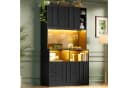 Flieks Küchenbuffet Hochschrank Schwarz mit LED-Beleuchtung und Steckdose Bild 5