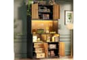 Flieks Küchenbuffet Hochschrank Schwarz Beige Holzoptik LED Bild 1