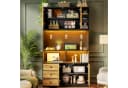 Flieks Küchenbuffet Hochschrank Schwarz Beige Holzoptik LED Bild 3