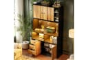 Flieks Küchenbuffet Hochschrank Schwarz Beige Holzoptik LED Bild 4