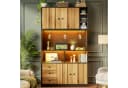 Flieks Küchenbuffet Hochschrank Schwarz Beige Holzoptik LED Bild 5
