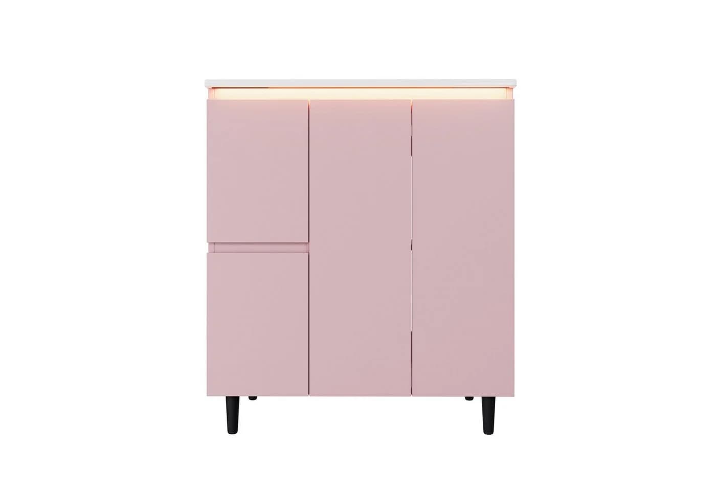 Flieks Waschtisch mit LED-Radarsensor und Soft-Close in Rosa - Bild 5