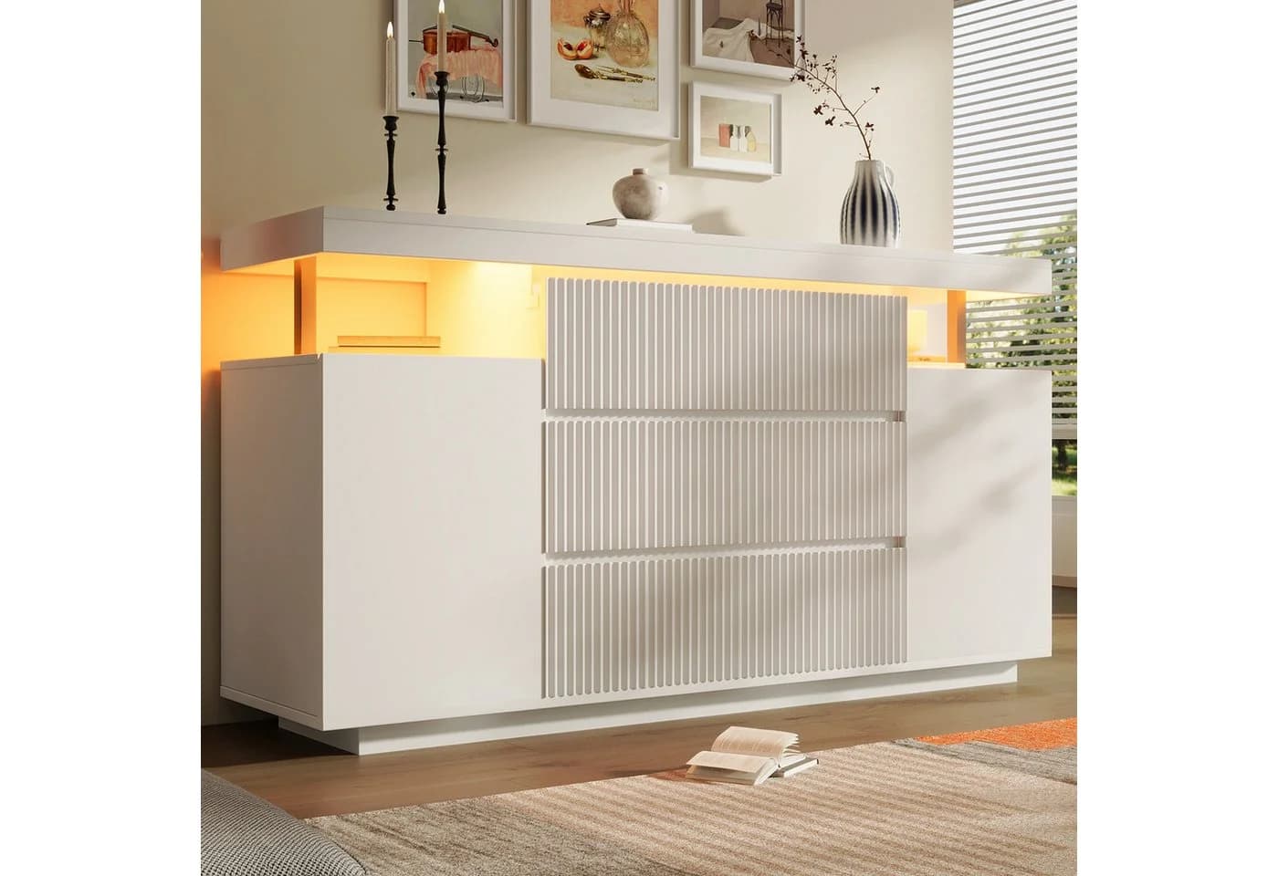 Flieks Kommode Sideboard Weiß mit LED-Beleuchtung - Bild 2