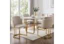 Flieks Esszimmerstühle 4er Set Beige Chenille Freischwinger Bild 1
