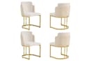 Flieks Esszimmerstühle 4er Set Beige Chenille Freischwinger Bild 3