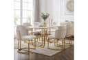 Flieks 6er Set Esszimmerstühle Freischwinger Beige Chenille Metallbeine Bild 2