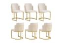 Flieks 6er Set Esszimmerstühle Freischwinger Beige Chenille Metallbeine Bild 3