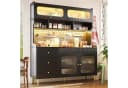 Flieks Küchenbuffet Schwarz mit LED, Glastüren & 5 Schubladen Bild 3