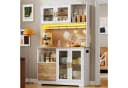 Flieks Küchenbuffet Hochschrank Weiß mit Arbeitsplatte, LED & Steckdose Bild 2