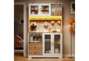 Flieks Küchenbuffet Hochschrank Weiß mit Arbeitsplatte, LED & Steckdose Bild 3
