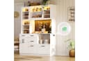 Flieks Küchenbuffet Hochschrank Weiß mit LED-Beleuchtung und Steckdosen Bild 1