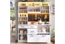Flieks Küchenbuffet Hochschrank Weiß mit LED-Beleuchtung und Steckdosen Bild 3