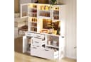 Flieks Küchenbuffet Hochschrank Weiß mit LED-Beleuchtung und Steckdosen Bild 4